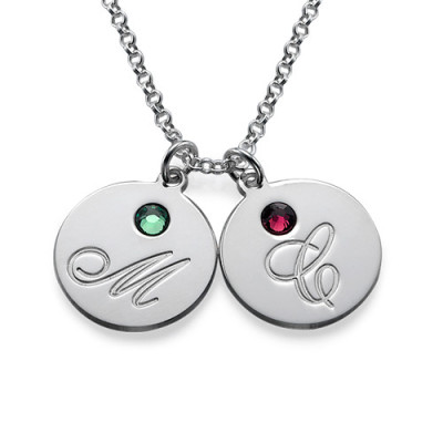Multiple Initial Pendant Necklace with Birthstones  - Name My Jewellery