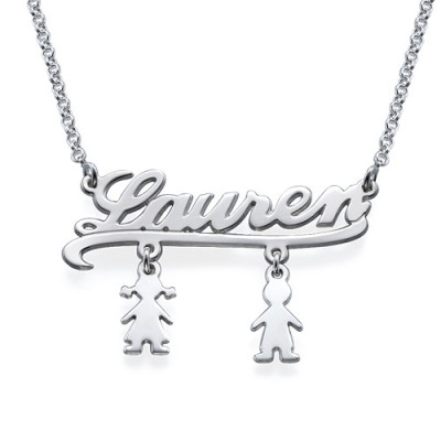 Mummy Name Necklace with Kids Charms - Name My Jewellery