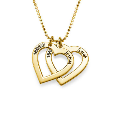 18k Gold Plated 0.925 Silver Engraved Necklace - Heart - Name My Jewellery