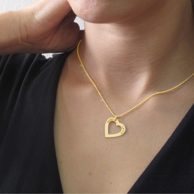 18k Gold Plated 0.925 Silver Engraved Necklace - Heart - Name My Jewellery