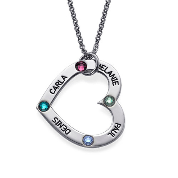 Mum's Birthstone Heart Necklace  - Name My Jewellery