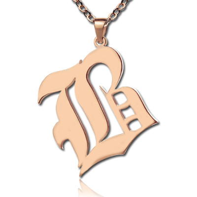 Rose Gold Plated Initial Necklace Old English Style - Name My Jewellery