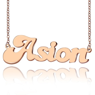 Personalised 18ct Rose Gold Plated BANANA Font Style Name Necklace - Name My Jewellery