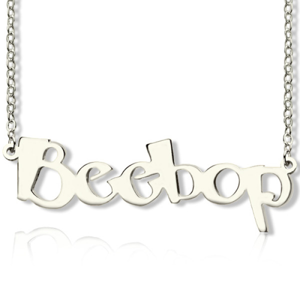 Solid White Gold Personalised Beetle font Letter Name Necklace - Name My Jewellery
