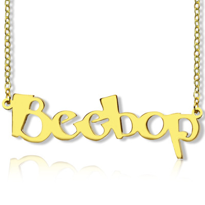 Solid Gold 18ct Personalised Beetle font Letter Name Necklace - Name My Jewellery