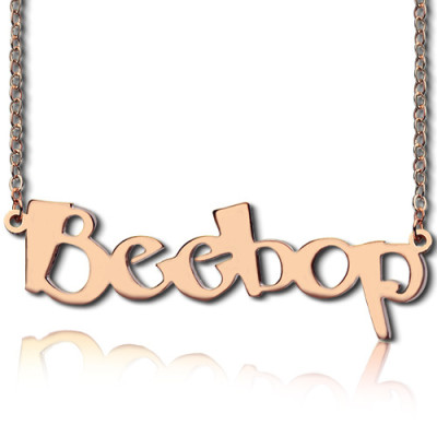 Solid Rose Gold Personalised Beetle font Letter Name Necklace - Name My Jewellery