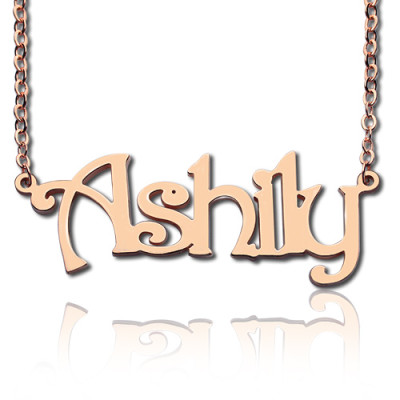 Solid Rose Gold Harrington Font Name Necklace - Name My Jewellery