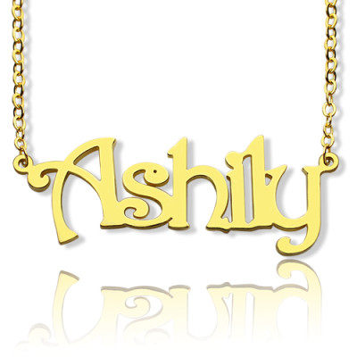 Solid Gold Harrington Font Name Necklace-18ct Gold Plated - Name My Jewellery