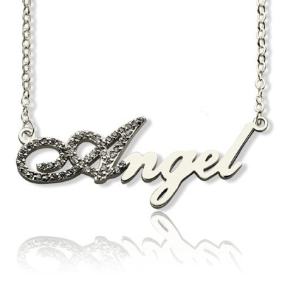 Sterling Silver Script Name Necklace-Initial Full Birthstone  - Name My Jewellery