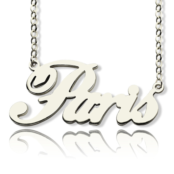 Paris Hilton Style Name Necklace 18ct Solid White Gold Plated - Name My Jewellery
