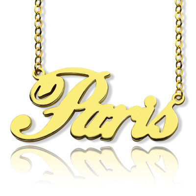 Paris Hilton Style Name Necklace 18ct Solid Gold - Name My Jewellery