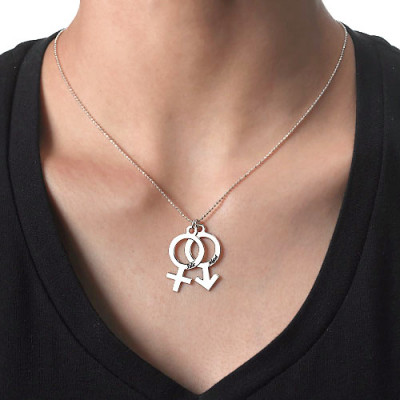 Necklace with Female  Male Symbol - Name My Jewellery