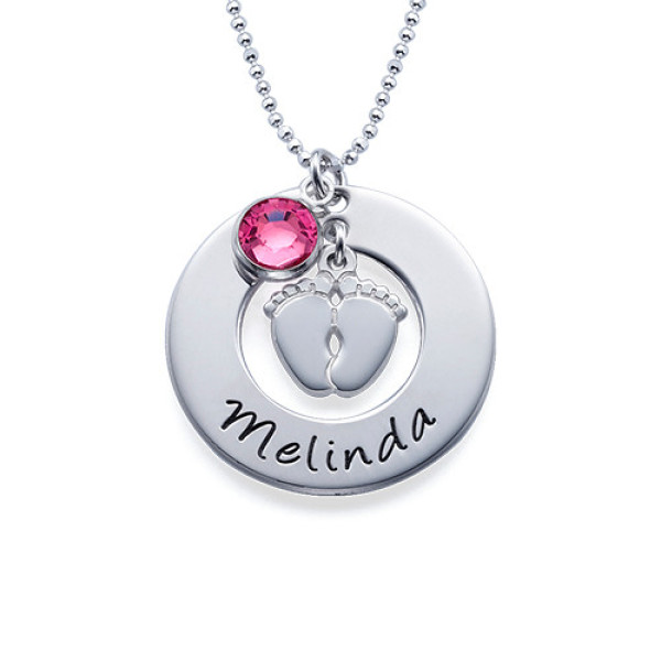 New Mum Necklace with Baby Feet - Name My Jewellery