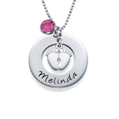 New Mum Necklace with Baby Feet - Name My Jewellery
