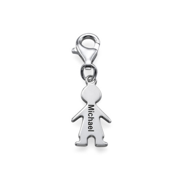Personalised Silver Boy Pendant on Lobster Clasp - Name My Jewellery