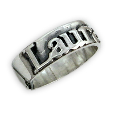 Personalised Silver on Silver Name Ring - Name My Jewellery