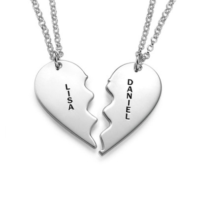 Personalised Silver Breakable Heart Necklaces - Name My Jewellery