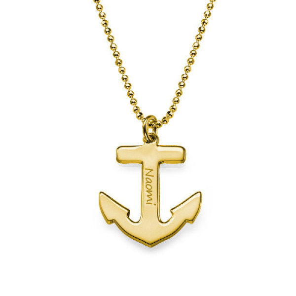 18ct Gold Plated Sterling Silver Anchor Necklace - Name My Jewellery