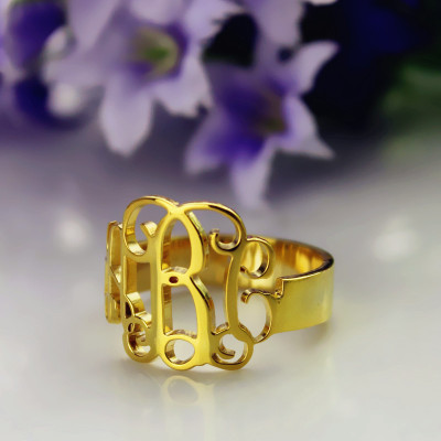 18ct Gold Plated Monogram Ring Cut Out - Name My Jewellery