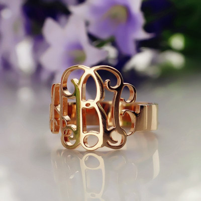 Personalised Rose Gold Monogram Ring - Name My Jewellery