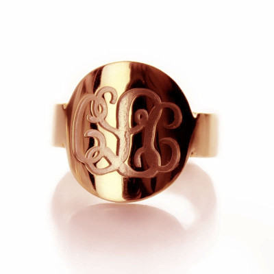 Engraved Script Rose Gold Monogrammed Ring - Name My Jewellery