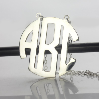 Sterling Silver Block Monogram Pendant Necklace - Name My Jewellery