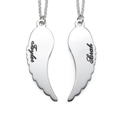 Set of Two Sterling Silver Angel Wings Necklace - Name My Jewellery