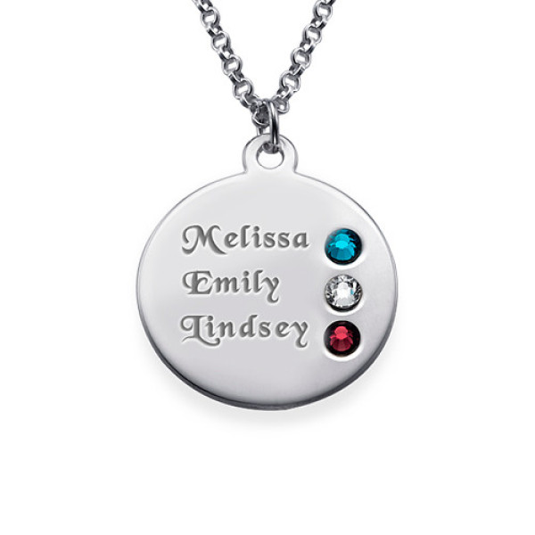 Silver Birthstone Necklace for Mum Inscriptions (1-3)  - Name My Jewellery