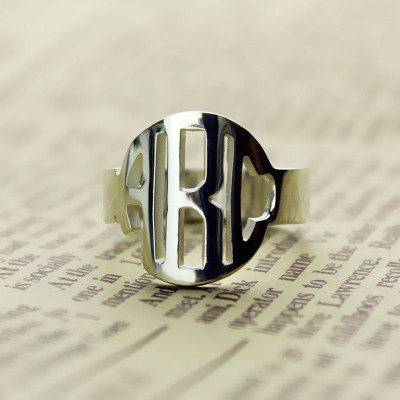 Sterling Silver Block Monogram Ring Gifts - Name My Jewellery