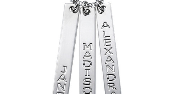 Silver name tag necklace hotsell