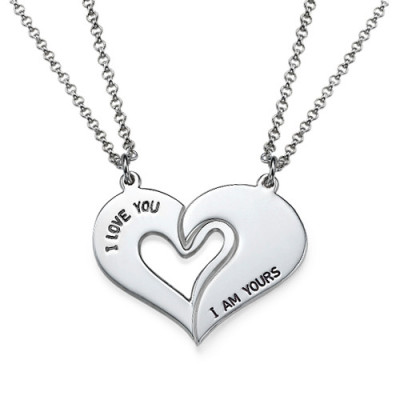 Silver Couples Breakable Heart Necklace - Name My Jewellery