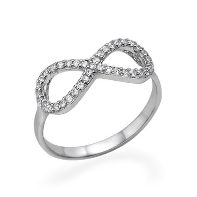 Silver Cubic Zirconia Encrusted Infinity Ring - Name My Jewellery