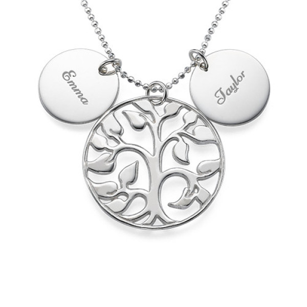 Engraved Disc Cut Out Family Tree Necklace - Name My Jewellery