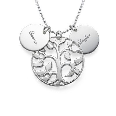 Engraved Disc Cut Out Family Tree Necklace - Name My Jewellery