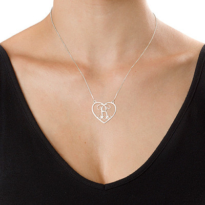 Silver Heart Initials Necklace - Name My Jewellery
