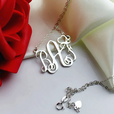 Personalised Initial Monogram Necklace With Heart Srerling Silver - Name My Jewellery