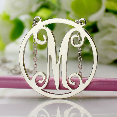 Sterling Silver Small Single Circle Monogram Letter Necklace - Name My Jewellery