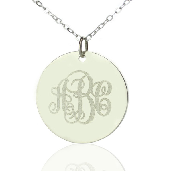 Engraved Disc Monogram Necklace Sterling Silver - Name My Jewellery