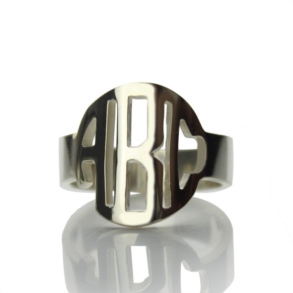 Sterling Silver Block Monogram Ring Gifts - Name My Jewellery