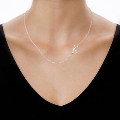 Silver Side Initial Necklace - Name My Jewellery