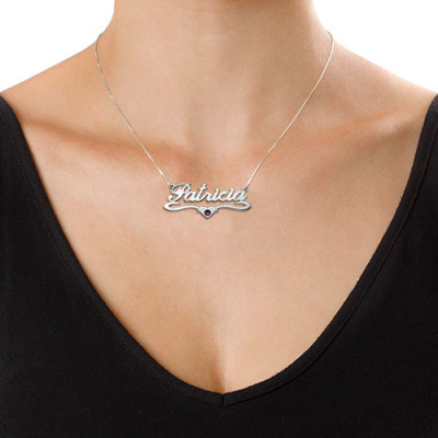 Silver and Swarovski Middle Heart Name Necklace - Name My Jewellery