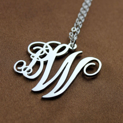Personalised 2 Initial Monogram Necklace Sterling Silver - Name My Jewellery