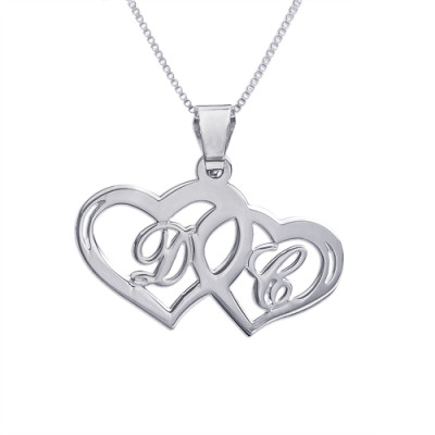 Silver Couples Hearts Pendant - Name My Jewellery