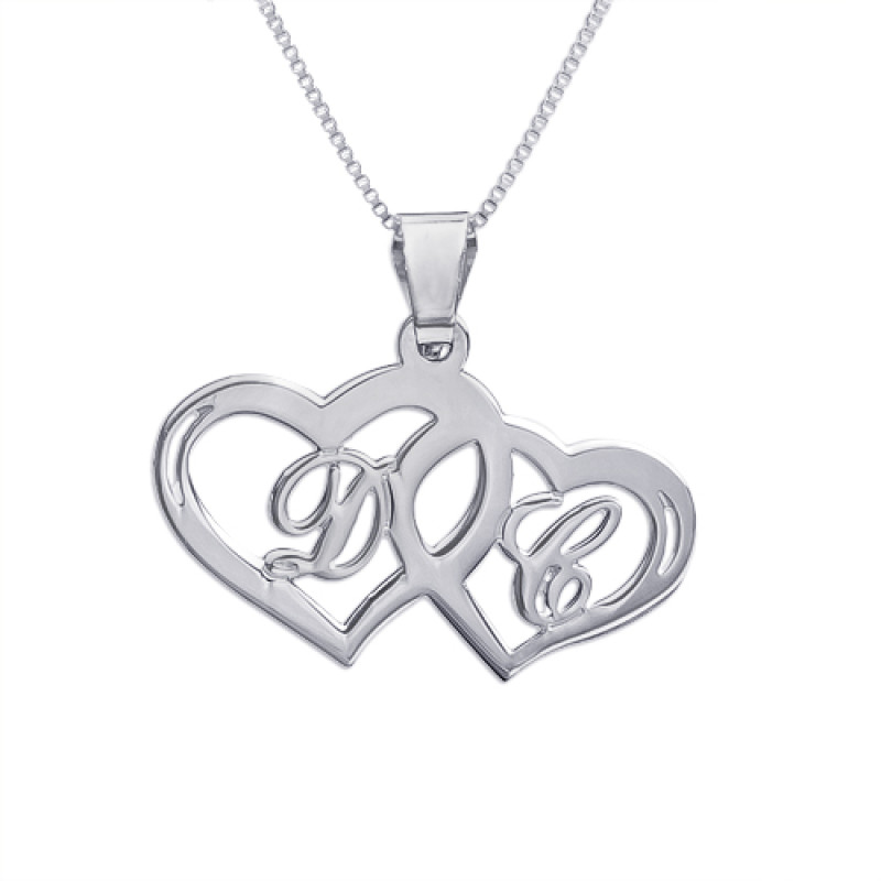 Silver Couples Hearts Pendant Name My Jewellery