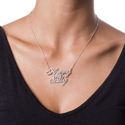 Silver Two Names  Heart Love Necklace - Name My Jewellery