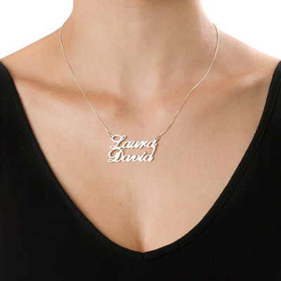 Silver Two Name Pendant Necklace - Name My Jewellery