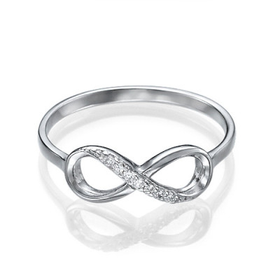 Sterling Silver Cubic Zirconia Infinity Ring - Name My Jewellery
