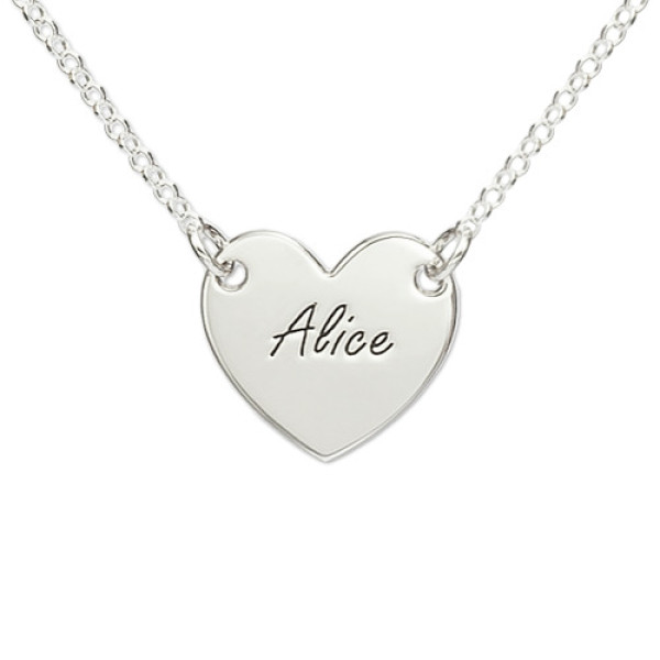 Sterling Silver Engraved Heart Necklace - Name My Jewellery