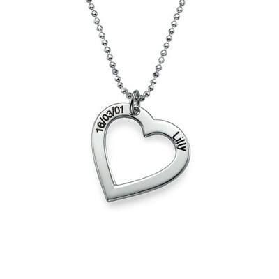 Sterling Silver Engraved Heart Necklace-One Pendant/Two Pendants/More Pendants - Name My Jewellery