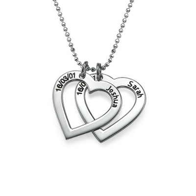 Sterling Silver Engraved Heart Necklace-One Pendant/Two Pendants/More Pendants - Name My Jewellery